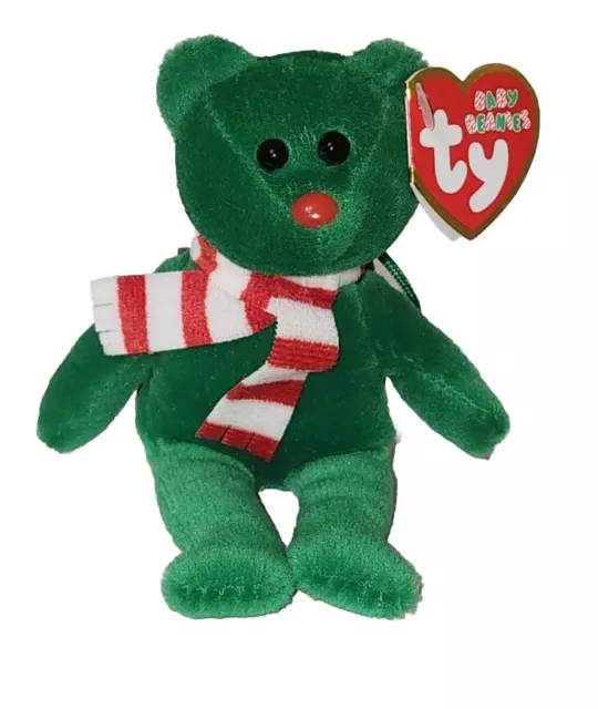 Ty Holiday Baby Beanie WINDCHILL the 4.5" Holiday Green Bear MWMT Ornament Plush