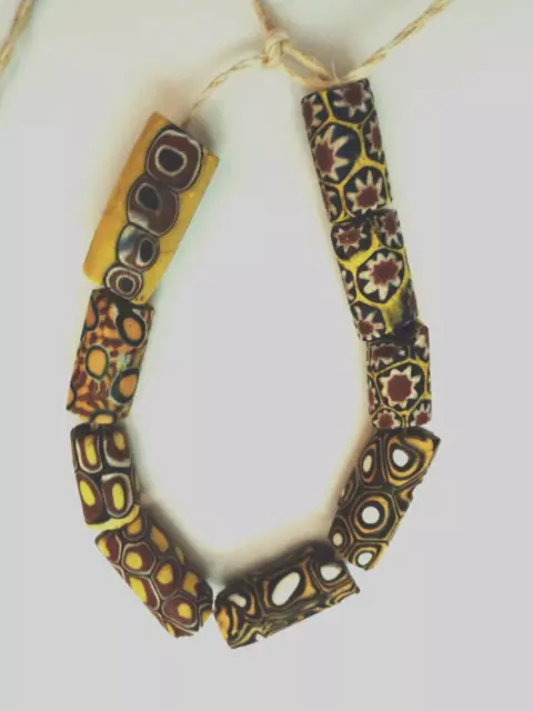 Venetian Antique Millefiori African Trade Beads, Short strand