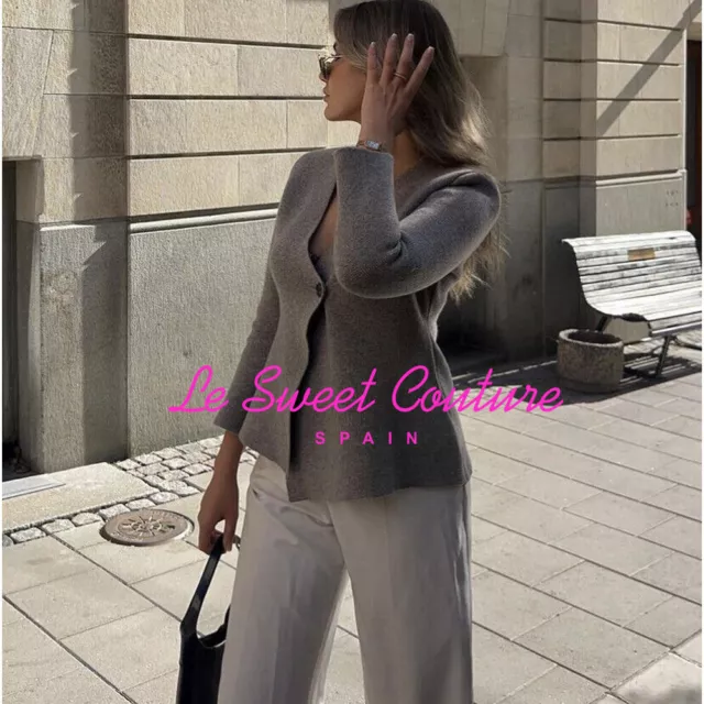 Zara Woman Nwt Fw23 Gray Wool Blend Peplum Knit Blazer All Sizes 5755/113