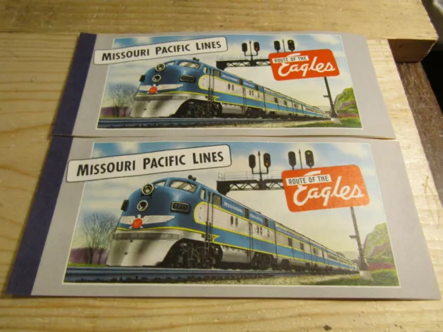 Missouri Pacific Lines Railroad Ticket Books w Route Maps Set 2 NOS 1950s MoPac