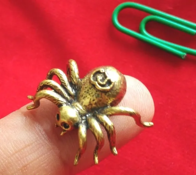 Spider trap catch money Lucky Gambling Brass Buddha Talisman Thai amulet Fetish