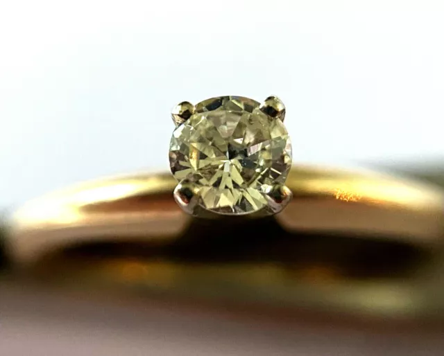 14KP Yellow Gold 0.25ct Round Diamond Ladies Engagement Solitaire Ring Size 5.75