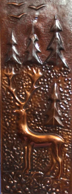 Vintage copper wall decor plaque landscape deer