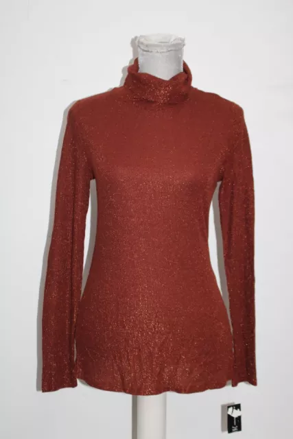 INC International Concepts INC Shimmer Turtleneck Burnt Pepper Small