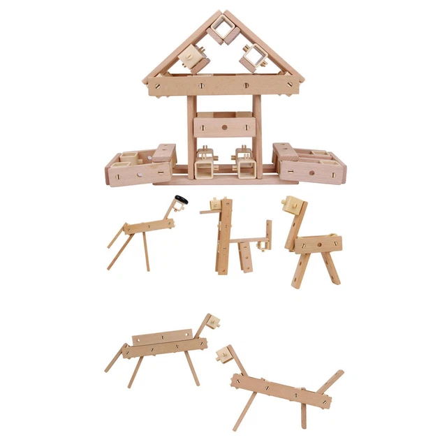 Ensemble De Blocs De Construction En Bois Ensemble De Planches De Bois