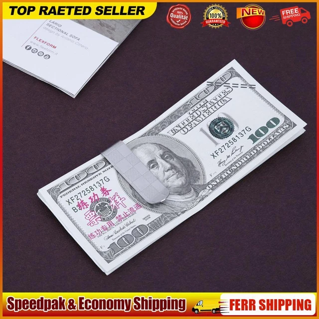Stainless Steel Credit Card Holder Mini Plaid Book Clip Durable for Men Business