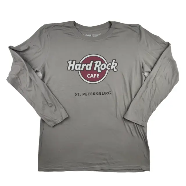 T-Shirt Hard Rock Cafe St. Petersburg, Russland Größe M grau Herren langarm