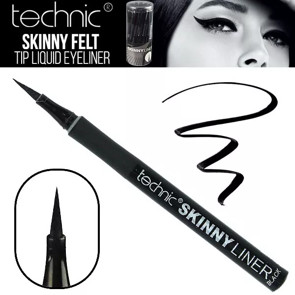 Technic - Skinny Liquid Eyeliner Felt Tip Thin Precision Liner - Black