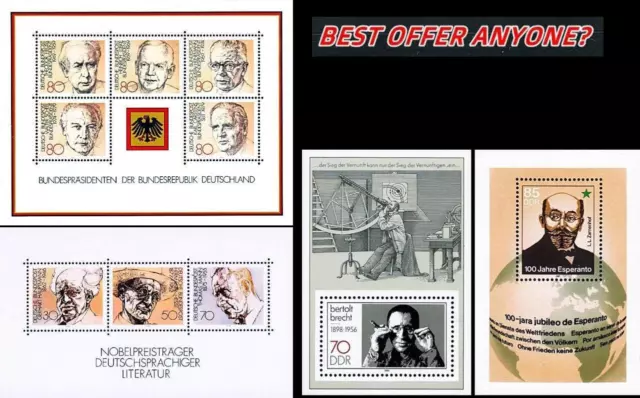 DDR/BRD Deutschland x4 S/S MNH Literatur, Nobel, Astronomie, Judaica