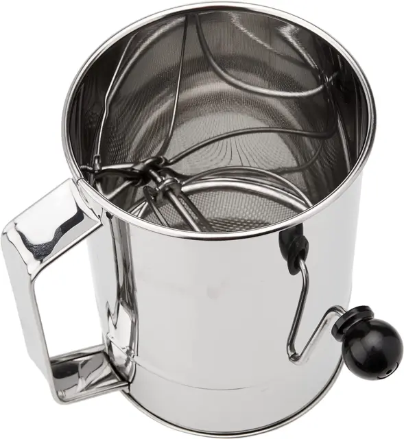 Avanti 12884 Stainless Steel Crank Handle Flour Sifter, 5 Cup Capacity, 3 Cup, S