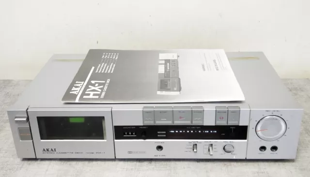 AKAI HX-1 Single Compact Stereo Cassette Deck in Silver With Instructions