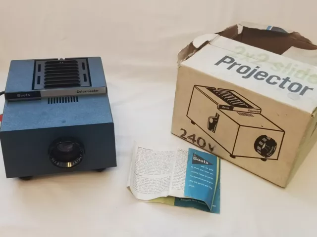 Vintage Boots Colormaster 2" x 2" Colour Slide Projector Blue In Box
