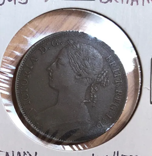 1893 UK Great Britain One 1 Penny Queen Victoria Bronze Coin -KM#755