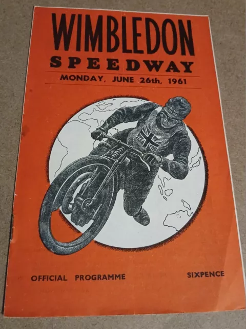 Speedway  Wimbledon  v  Norwich   1961  Programme  unfilled