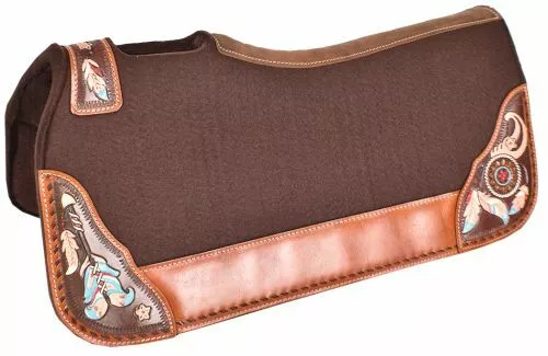 Showman 32" x 31" Brown Contoured Felt Saddle Pad w/ Dream Catcher Design!