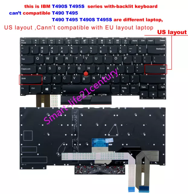 New US backlit keyboard For lenovo IBM Thinkpad T490s T495s (isn't for T490 T495