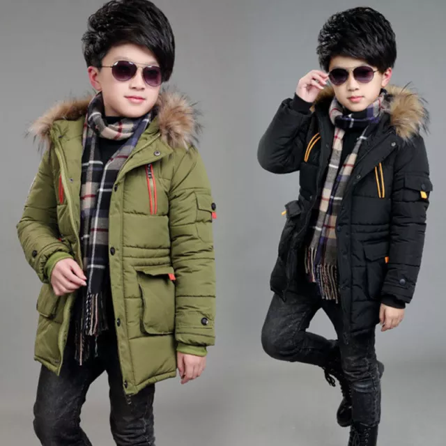 Kids Boys Hooded Warm Quilted Puffer Coat Jacket School Trendy Parka Warm Winter