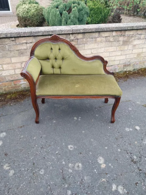 Vintage Upholstered Wooden Telephone Seat Chair Hall Entrance Chaise Bedroom
