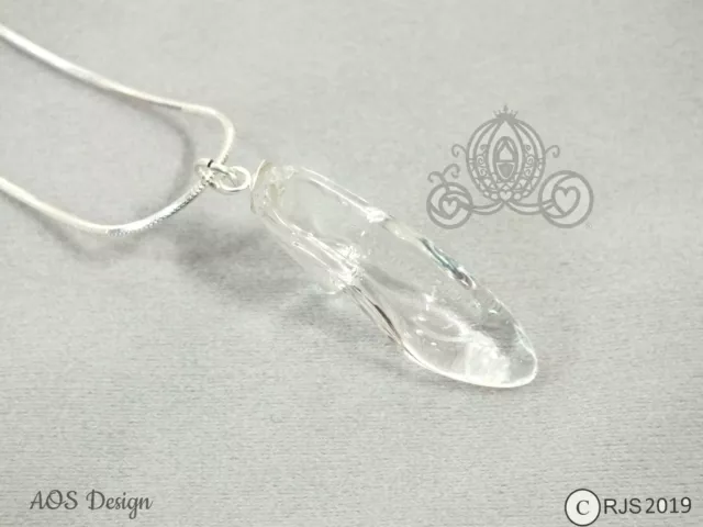 Princess Cinderella Glass Slipper Necklace Mini Crystal Shoe Charm Fairy Tale