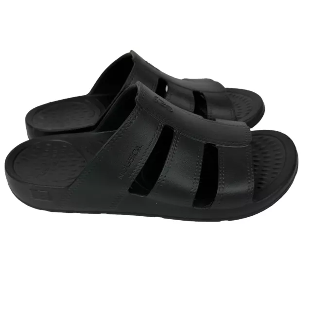 Nuusol Sandals Mens Size 10 Stanley Slide Eclipse Black Slip On USA Made Rubber