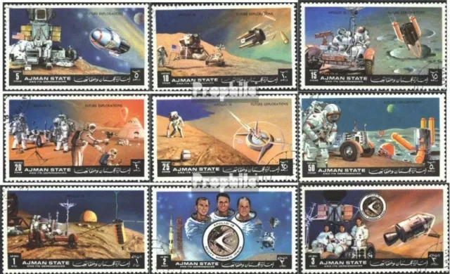 Ajman 1254A-1262A (kompl.Ausg.) gestempelt 1972 Apollo 15 + Zukunftsprojekte