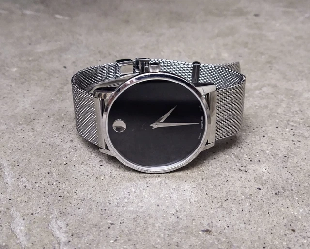 Movado Museum 07.1.14.1458 Men's Watch Stainless Steel Mesh Bracelet Black Dial