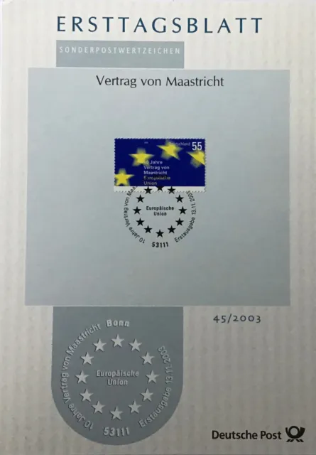 ETB 45/2003 - Mi.-Nr. 2373 - Vertrag von Maastricht - Europäische Union