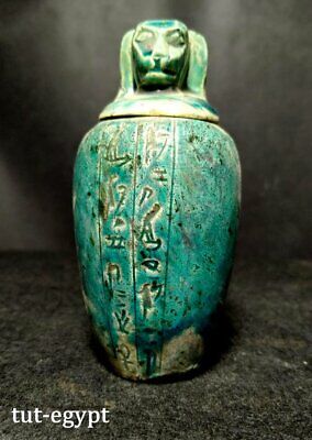 Rare ANTIQues Canopic jars,, ancient civilization of Egypt of Faienes Stone BC