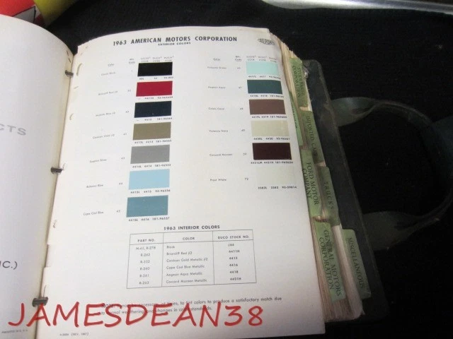 1963 AMC RAMBLER FULL LINE PAINT CHIPS (DuPont) £4.98 - PicClick UK