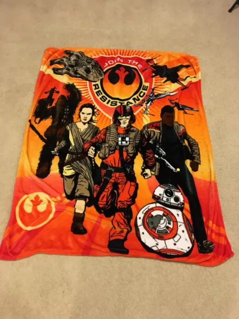 Star Wars Throw Blanket 56" x 46" Bedding Join The Resistance 2015 Orange Brown