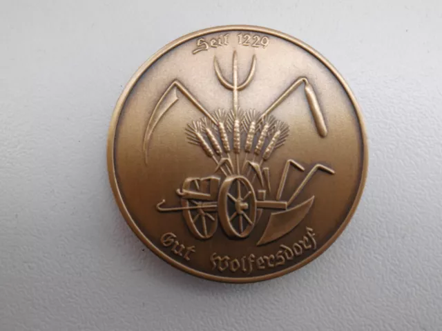 Medaille Münze Gut Wolfersdorf seit 1229 Familie Bachl 35 mm 25 g Kupfer Bronze