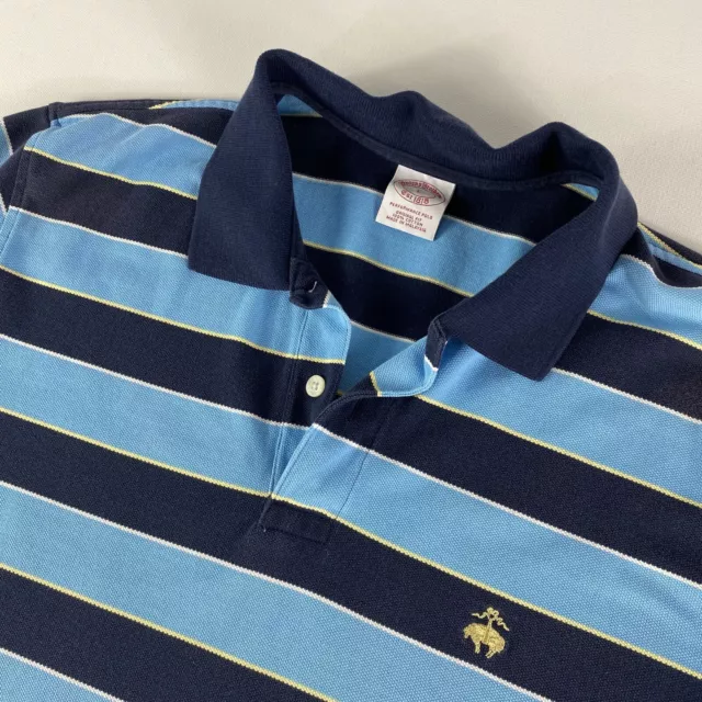 BROOKS BROTHERS PERFORMANCE Polo Shirt Large Blue Original Fit Striped ...