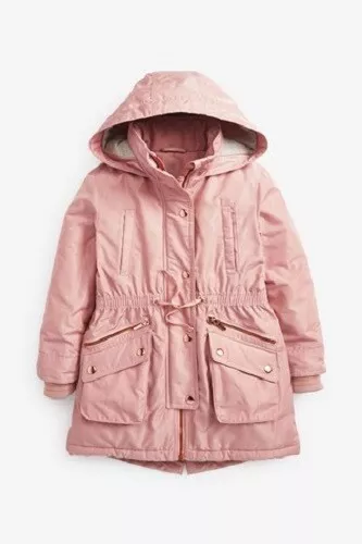 NEXT Girls Pink Parka Jacket Coat With Hood 5-6 Years RRP £26 BNWT