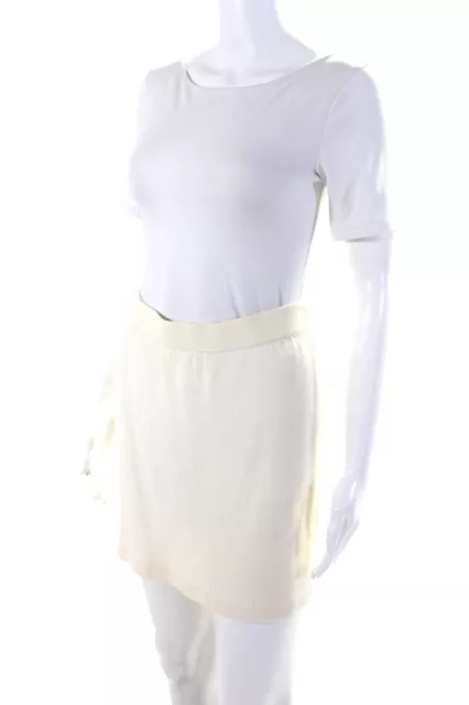 St. John Basics Womens White Santana Knit Knee Length Pencil Skirt Size 4 2