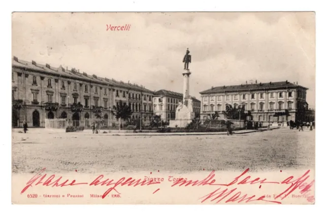Cartolina    Vercelli    Piazza  Torino   Animata    Vg   1903