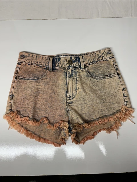 Bull Head  High-rise Women’s Shorts Sz7 Distressed Fringed Orange