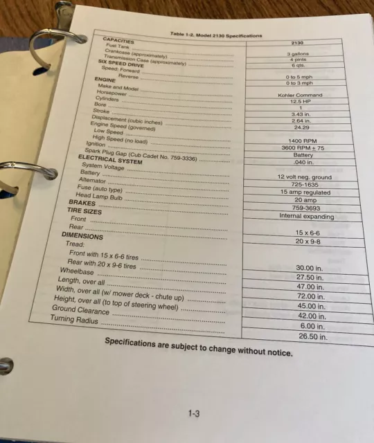 INCOMPLETE Cub Cadet Series 2000 Tractor & Attachment Service Manual Power Equip 3