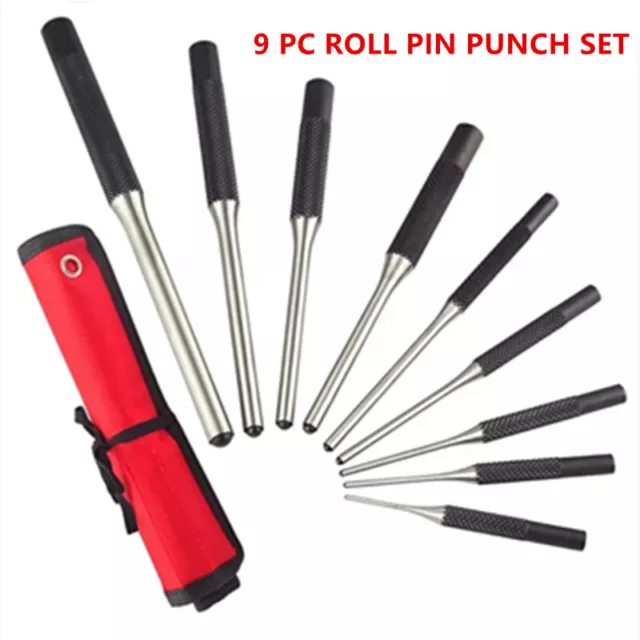 9pc Professional Roll Pin Spring Punch Set Gunsmith Jewelers Carpenter Forged