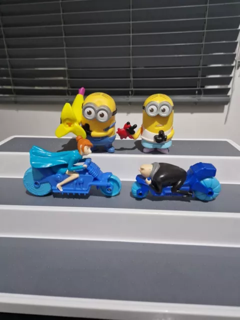 4 McDonalds Happy Meal Toys Despicable Me 3 Minions 2017 bundle MISSING PARTS