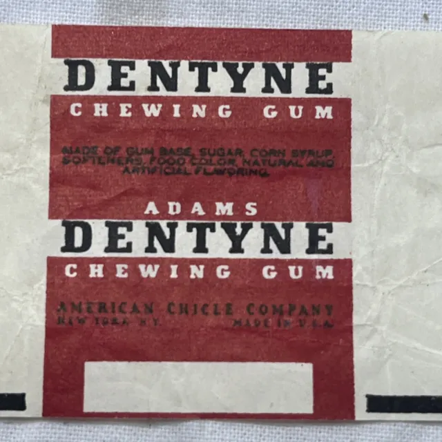 Vintage ADAMS DENTYNE GUM Single Wrapper Circa 1944