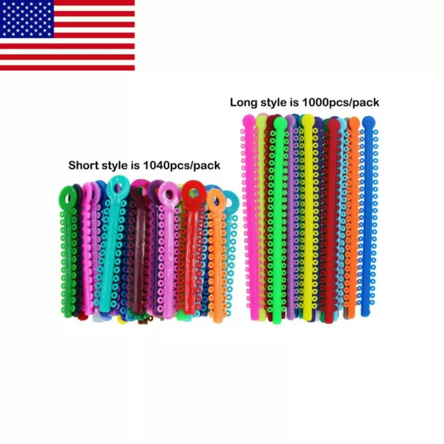 US Dental Orthodontic Braces Ligature Ties Elastic Rubber Bands Mixed Color