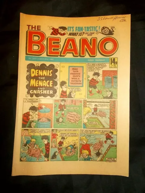 BEANO Comic 23/03/85 Issue #2227 March 23rd 1985 Dennis and Novelty Telegram