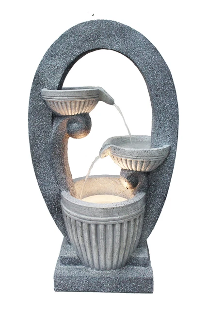 GARTENBRUNNEN BK844 MIT LED Beleuchtung GranitOptik Springbrunnen