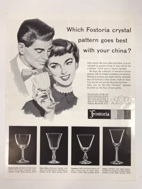 1950s Fostoria Crystal Patterns Glass Brochure "Best with Your China - Photos