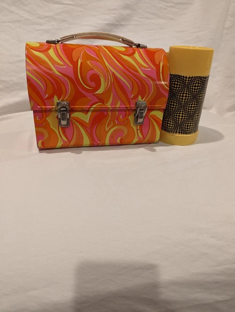 Rare 1969 Vintage Psychedelic Dome Collectible Metal Lunchbox & Thermos