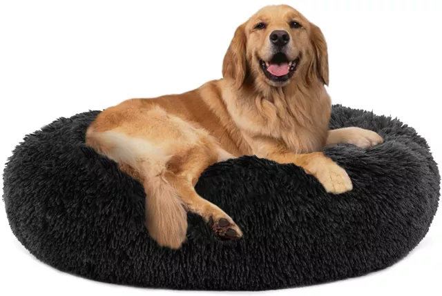 Calming Faux Fur Donut Cuddler Washable Round Dog Cat Bed Caushion Mat Supplies