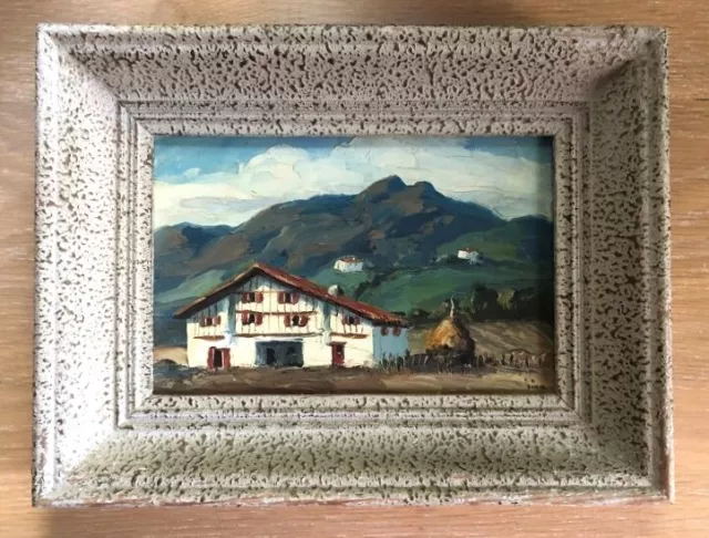 Pays Basque - Petite huile sur panneau de Jiva (1907-1974) -La Rhune à Sare -TBE