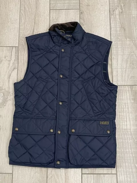 Polo Ralph Lauren Quilted Vest Men's Small Blue Full Zip Casual Preppy Adult