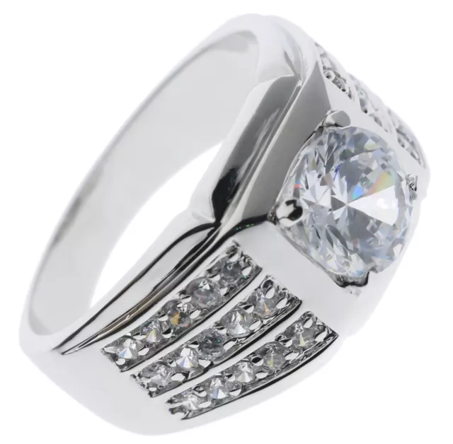 Rock Solid 6 carat cz Mens ring 18k white gold Overlay size 13 T6