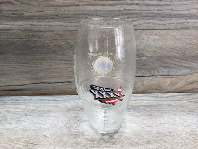 NFL Super Bowl XXXVI Miller Lite Logo Clear Drinking Glass Football Shaped